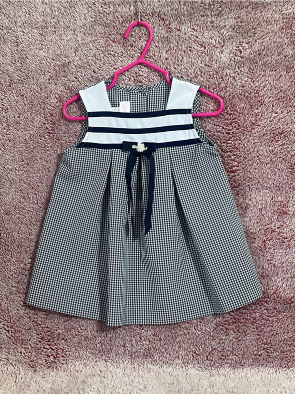 Bonnie Baby Navy and White Gingham Nautical Dress 18 Months